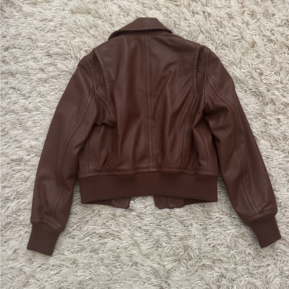 Quince Brown Leather Bomber Jacket - Picture 8 of 8